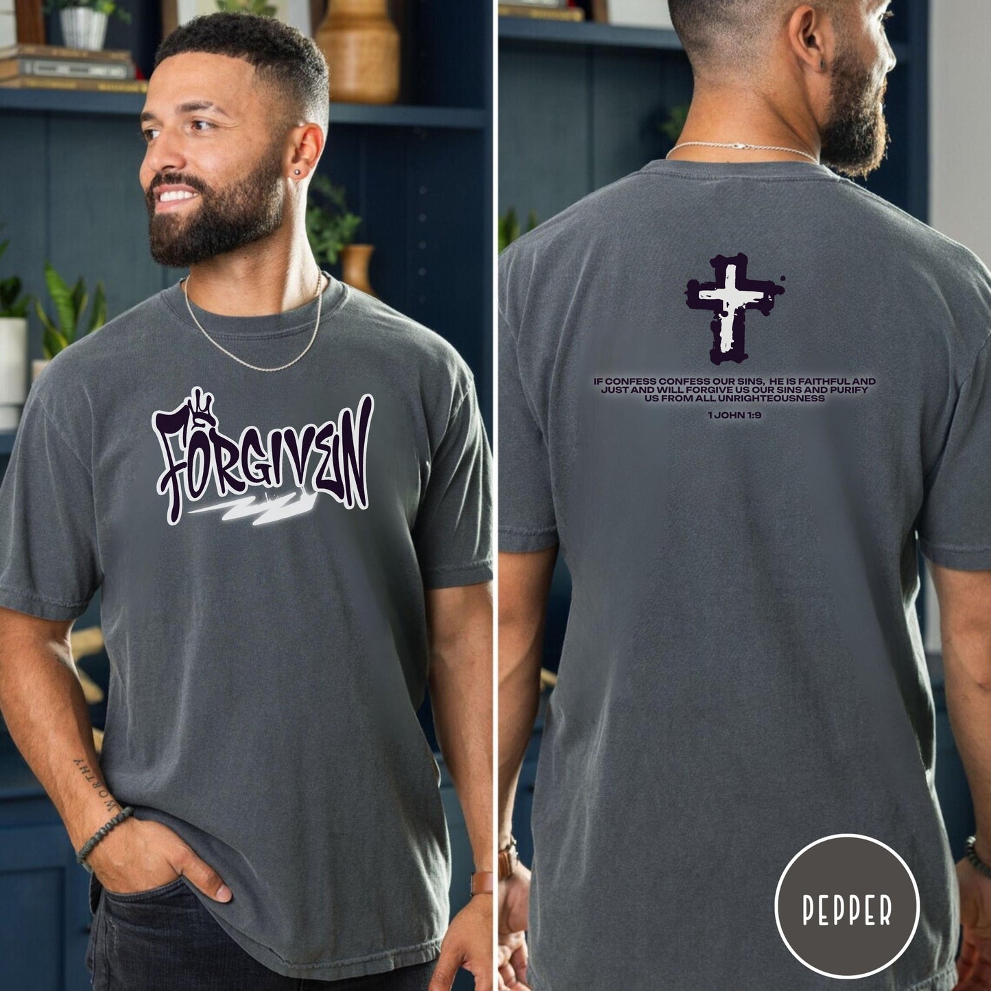 Forgiven Men's Christian T-Shirt, Mens Christian clothing, Christian Boyfriend gift, Godly Dad gift, Worship leader shirt, Christian Apparel