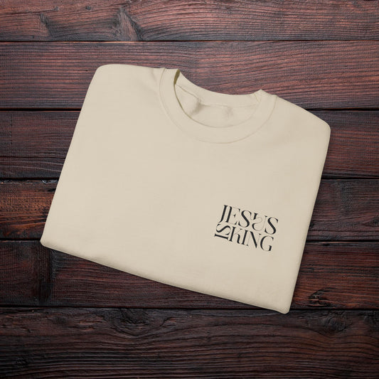 Jesus is King Embroidered Sweatshirt: Christian Faith Apparel