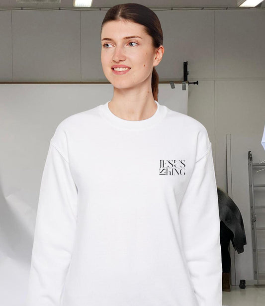 Jesus is King Embroidered Sweatshirt: Christian Faith Apparel