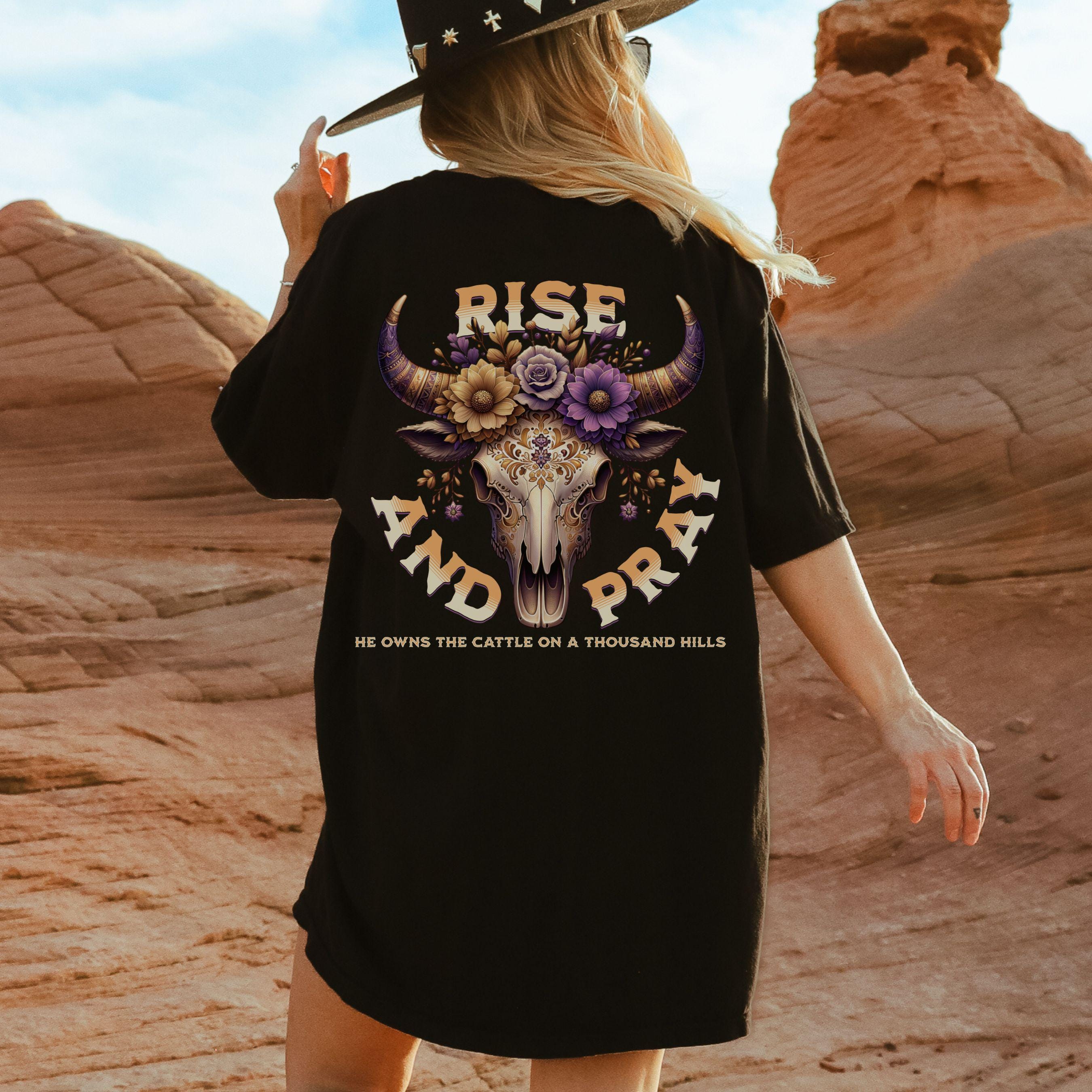 Christian Country shirt, Boho Cow Skull Shirt, Western Graphic Tee, Bull Skull Shirt, Cowgirl Tshirt, Country Shirt, Cowgirl tee, Small town