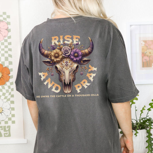 Christian Country shirt, Boho Cow Skull Shirt, Western Graphic Tee, Bull Skull Shirt, Cowgirl Tshirt, Country Shirt, Cowgirl tee, Small town