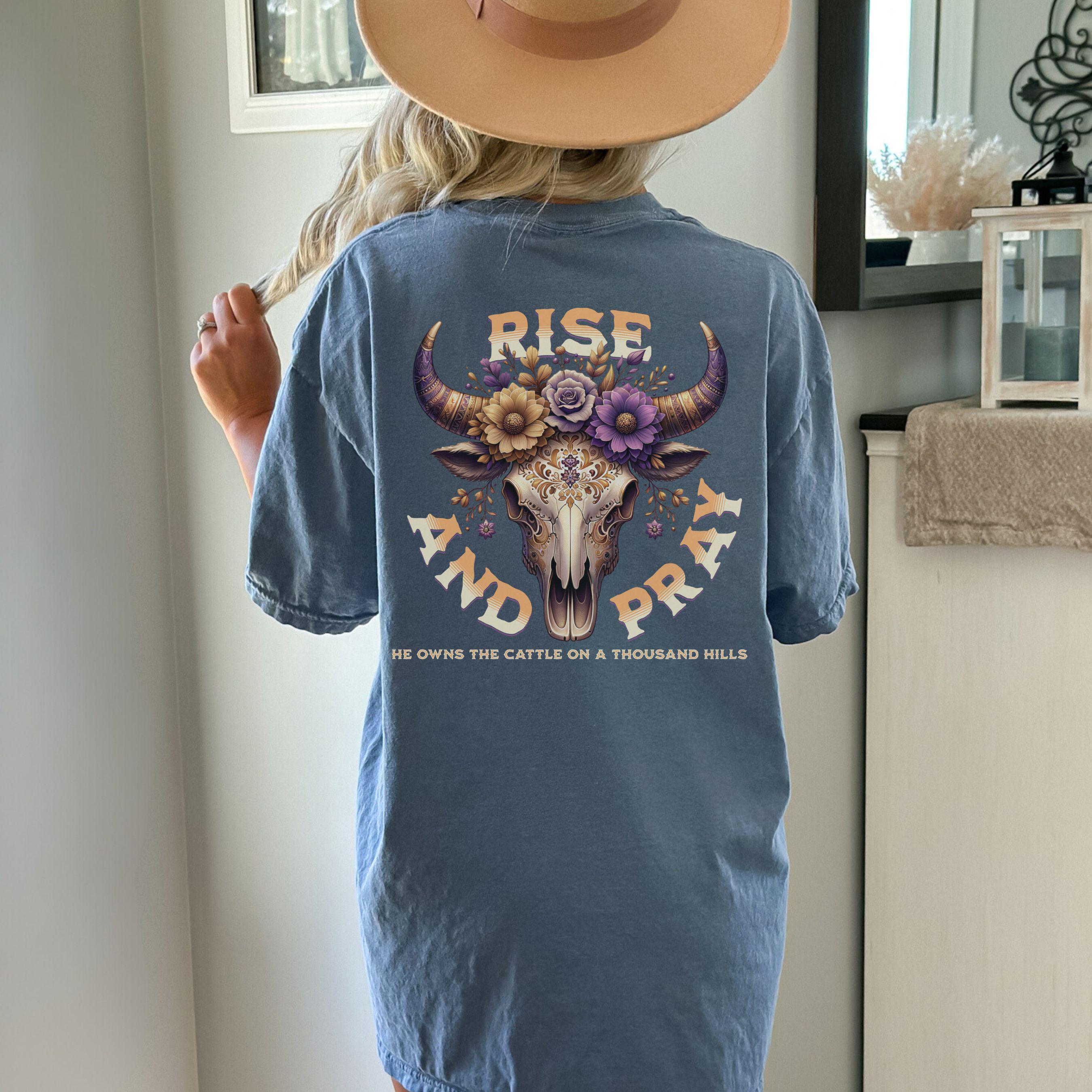 Christian Country shirt, Boho Cow Skull Shirt, Western Graphic Tee, Bull Skull Shirt, Cowgirl Tshirt, Country Shirt, Cowgirl tee, Small town