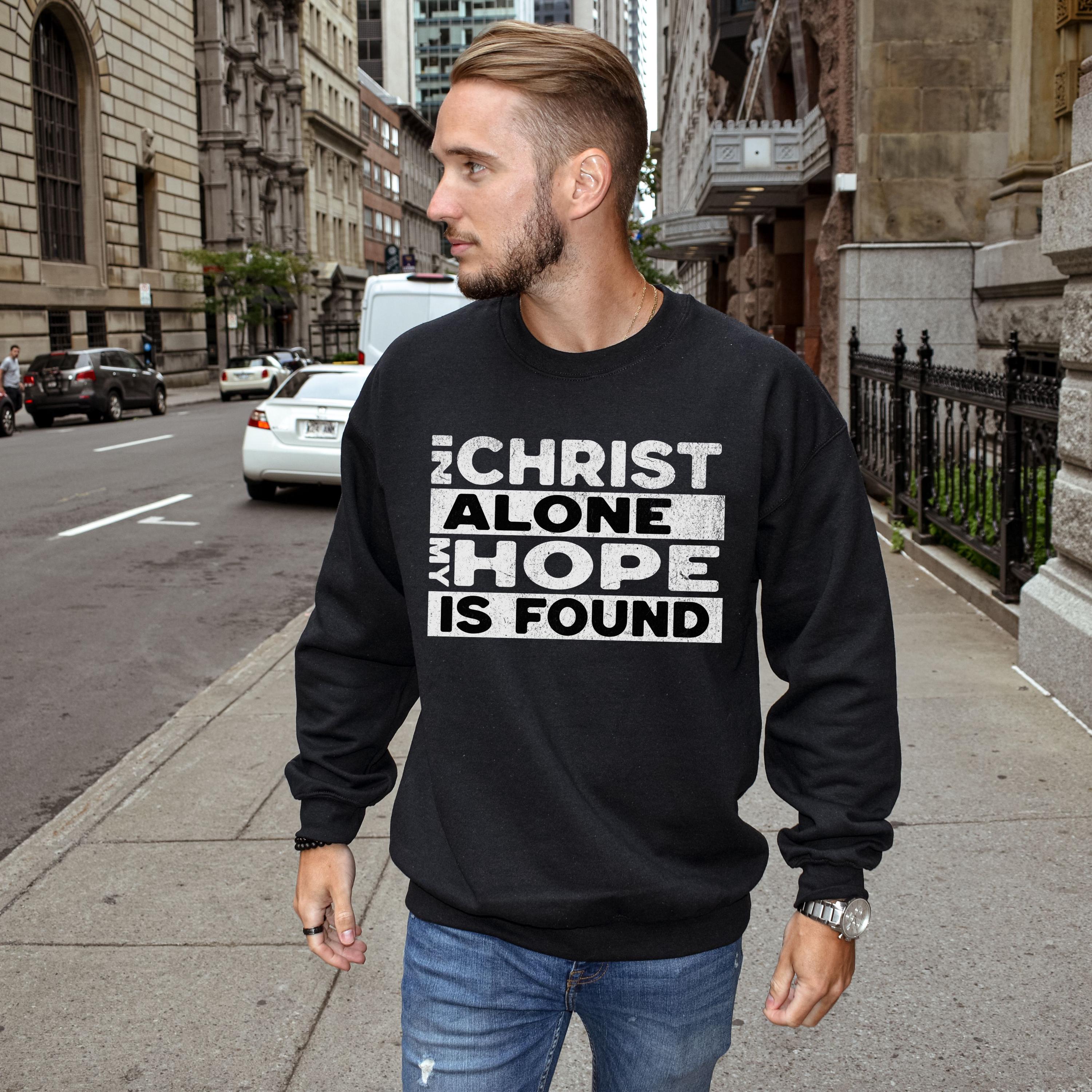 in christ alone sweatshirt, mens christian clothing, Trendy Christian Faith Sweatshirt, Bible Quotes Hoodie, Bible verse sweatshirt