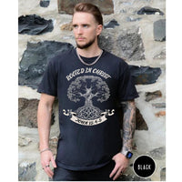 Rooted in Christ Mens Christian T-Shirt, Men's Christian Tee, He has risen tee, Bible Verse T shirt, Gift for christian man, men's Faith tee
