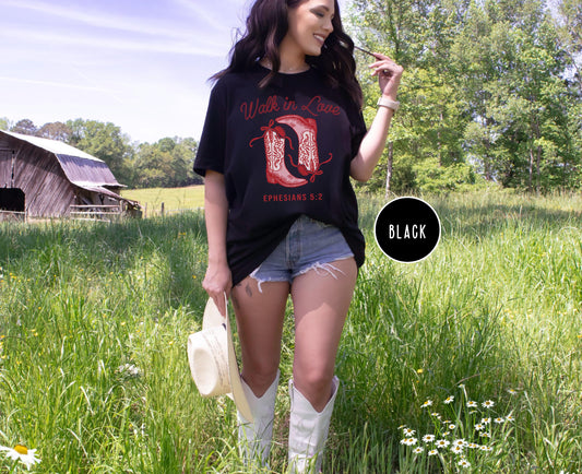 Christian Cowboy Boots Ephesians T-Shirt, Religious Western Tee, Cowboy Faith Apparel, Christian Comfort Colors®, Womens Christian Religious