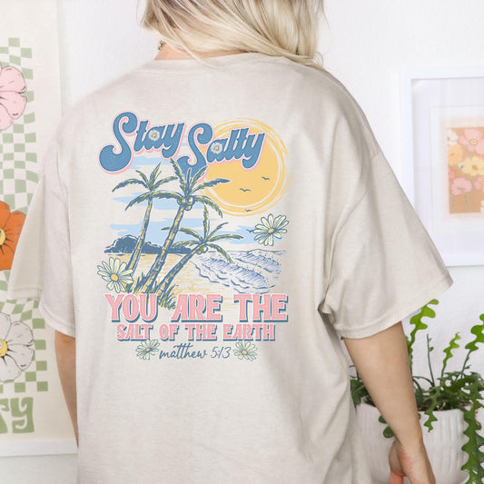 Stay Salty Christian Beach shirt, Trendy christian tee, Christian beach vibes, Vacation Graphic Top, Christian Summer Apparel, Jesus apparel