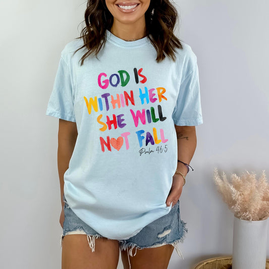 God Is Within Her Comfort Colors T-Shirt, Bible Verse Tee, Unisex Garment-Dyed Shirt, Religious Graphic Top, Inspirational Apparel