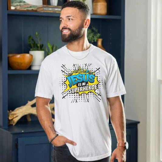 Jesus es mi Superhéroe T-shirt, Spanish Christian shirt, latino shirt Christian, Spanish Bible Verse Shirt, camisa para Hombre Cristiano