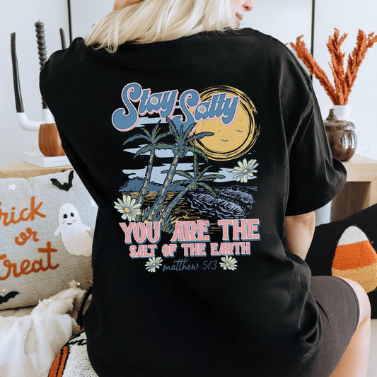 Stay Salty Christian Beach shirt, Trendy christian tee, Christian beach vibes, Vacation Graphic Top, Christian Summer Apparel, Jesus apparel