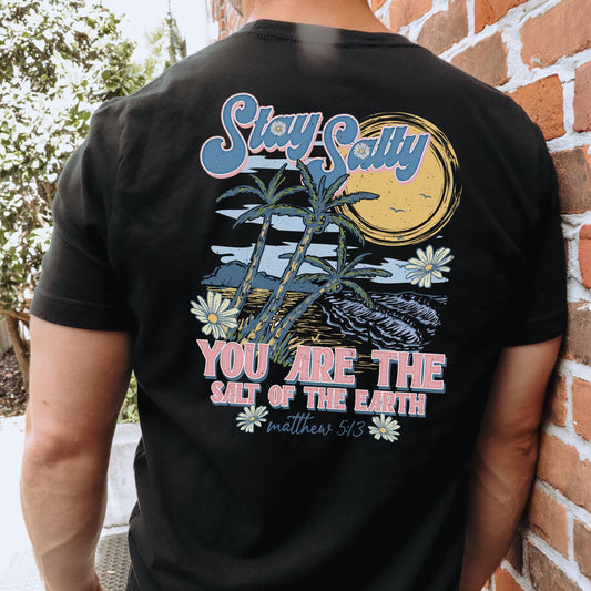 Stay Salty Christian Beach shirt, Trendy christian tee, Christian beach vibes, Vacation Graphic Top, Christian Summer Apparel, Jesus apparel