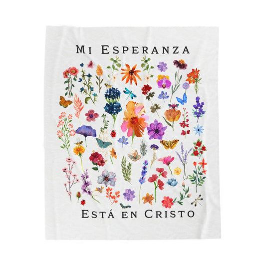 Spanish Christian gift, Spanish Bible Verse Blanket, Christian Gift in Español, Christian Blanket, Floral Inspirational Plush Blanket