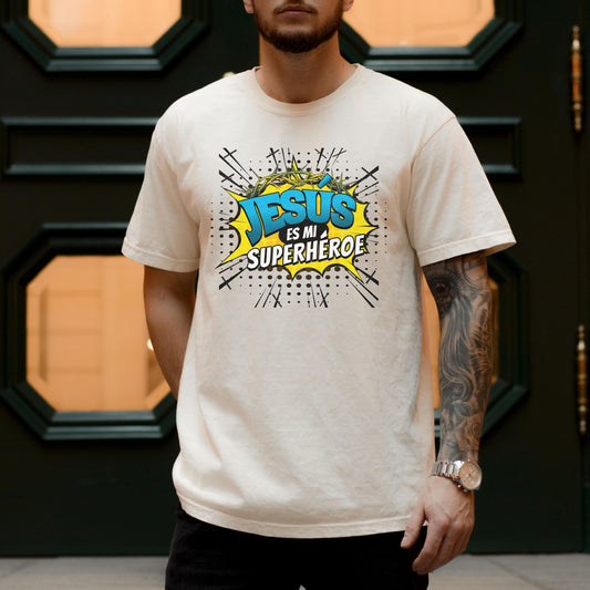 Jesus es mi Superhéroe T-shirt, Spanish Christian shirt, latino shirt Christian, Spanish Bible Verse Shirt, camisa para Hombre Cristiano