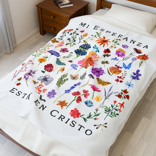 Spanish Christian gift, Spanish Bible Verse Blanket, Christian Gift in Español, Christian Blanket, Floral Inspirational Plush Blanket