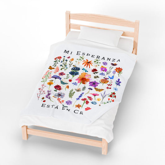 Spanish Christian gift, Spanish Bible Verse Blanket, Christian Gift in Español, Christian Blanket, Floral Inspirational Plush Blanket
