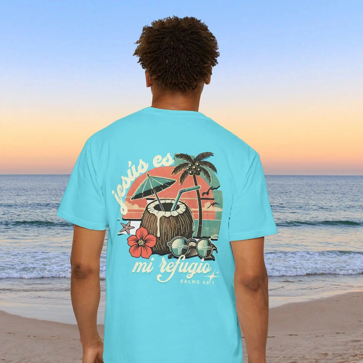 Christian Beach Tee, Spanish faith apparel, Salmo 46, Frases religiosas Español, Spanish Religious Shirt, regalo cristiano, regalo catolico