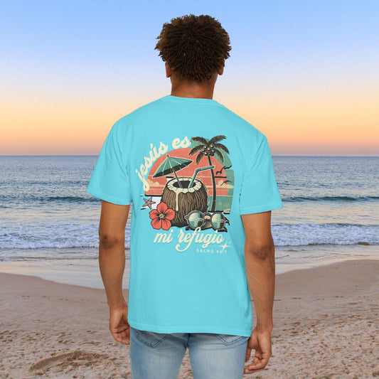 Christian Beach Tee, Spanish faith apparel, Salmo 46, Frases religiosas Español, Spanish Religious Shirt, regalo cristiano, regalo catolico
