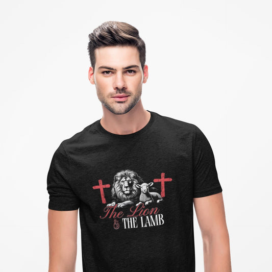 Lion and the Lamb Christian Comfort Colors Tee, Christian Men's T-shirt, Biblical Graphic Shirt, Faith Inspired top, Christian gift for dad
