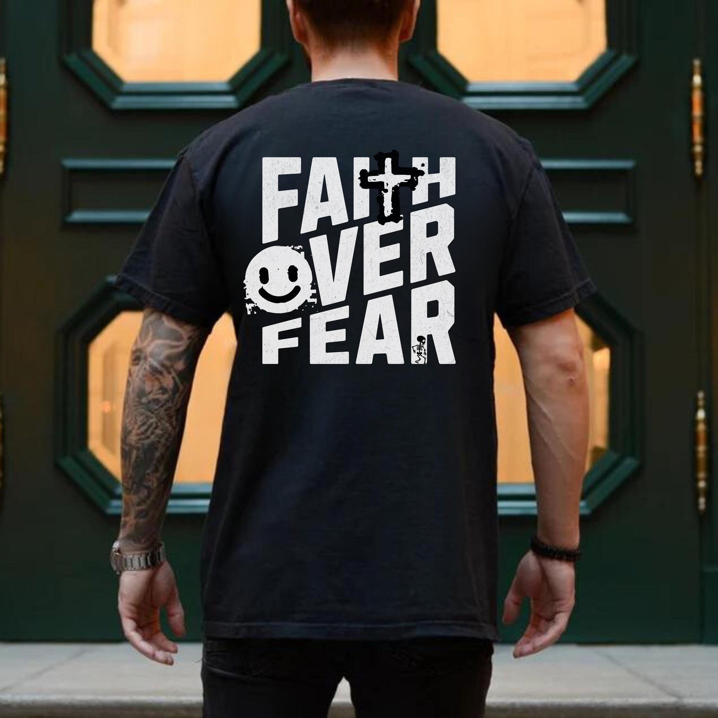 Faith Over Fear T-shirt, Christian street wear, Men's Religious gear, Cool christian merch, Trendy Men's Christian Apparel, Graffiti Art Tee