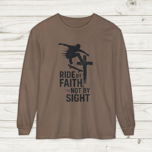 Skateboarding Themed Christian Long Sleeve T-Shirt, Skateboarder Gift, Christian Long Sleeve Shirt, Religious Clothing, Christian Skater