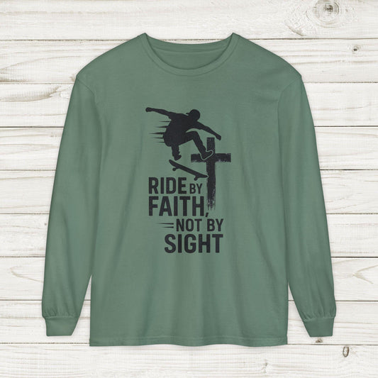 Skateboarding Themed Christian Long Sleeve T-Shirt, Skateboarder Gift, Christian Long Sleeve Shirt, Religious Clothing, Christian Skater