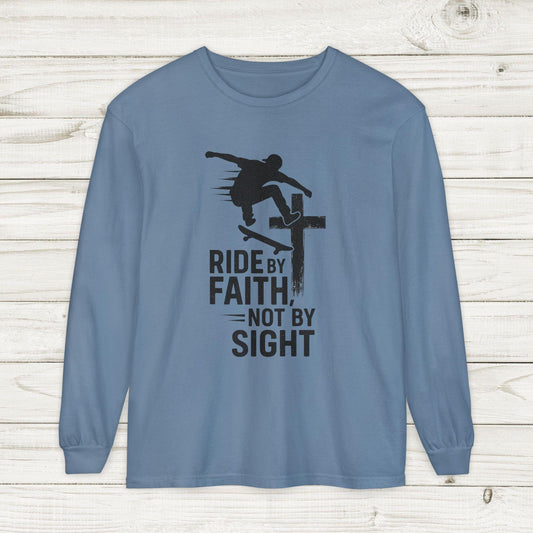 Skateboarding Themed Christian Long Sleeve T-Shirt, Skateboarder Gift, Christian Long Sleeve Shirt, Religious Clothing, Christian Skater