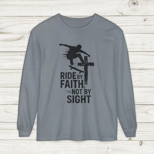 Skateboarding Themed Christian Long Sleeve T-Shirt, Skateboarder Gift, Christian Long Sleeve Shirt, Religious Clothing, Christian Skater