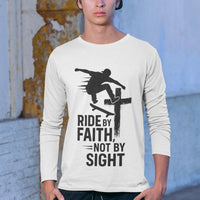 Skateboarding Themed Christian Long Sleeve T-Shirt, Skateboarder Gift, Christian Long Sleeve Shirt, Religious Clothing, Christian Skater