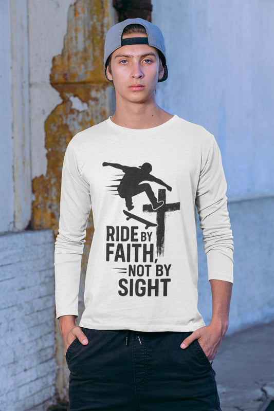 Skateboarding Themed Christian Long Sleeve T-Shirt, Skateboarder Gift, Christian Long Sleeve Shirt, Religious Clothing, Christian Skater