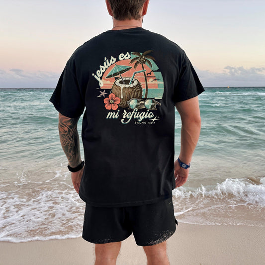 Christian Beach Tee, Spanish faith apparel, Salmo 46, Frases religiosas Español, Spanish Religious Shirt, regalo cristiano, regalo catolico