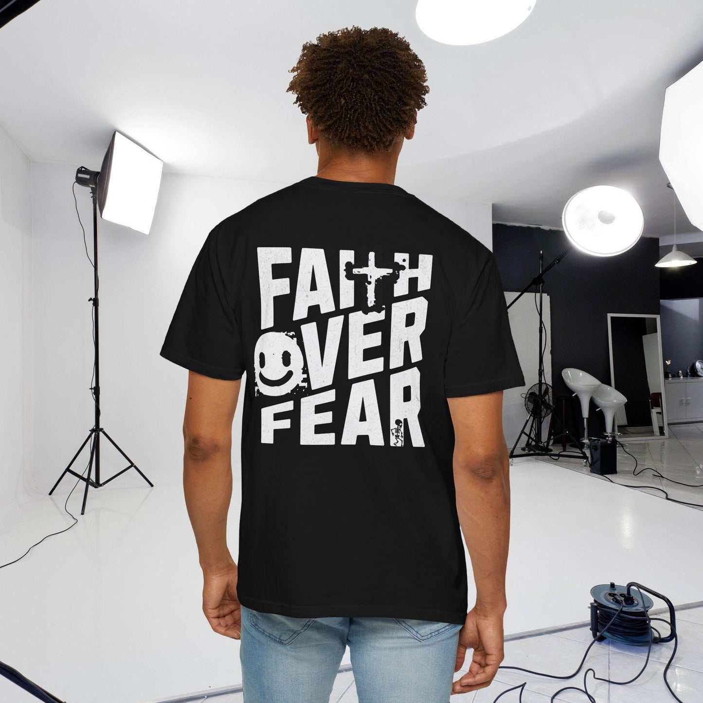 Faith Over Fear T-shirt, Christian street wear, Men's Religious gear, Cool christian merch, Trendy Men's Christian Apparel, Graffiti Art Tee