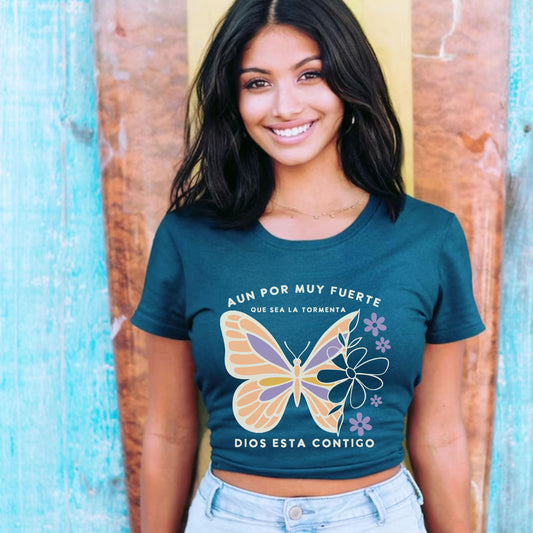 Spanish Christian Butterfly Shirt, Latin Religious Tee, Spanish Religious Graphic Top, Latin Church Gift, Spanish Christian Gift, Jesus gift