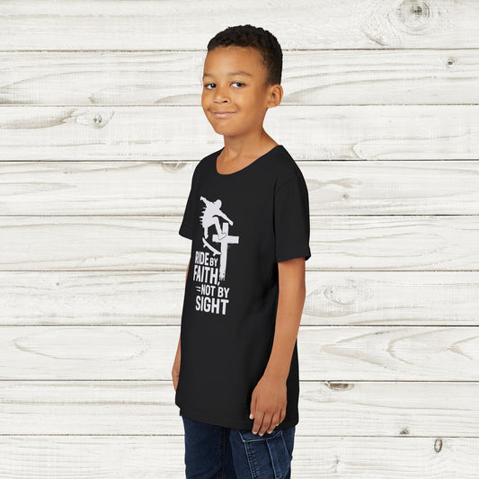Skateboarding Faith Tee - Youth Short Sleeve T-shirt, Cool Graphic Tee for Kids, Skatewear for Teens, Perfect Gift for Young Skaters