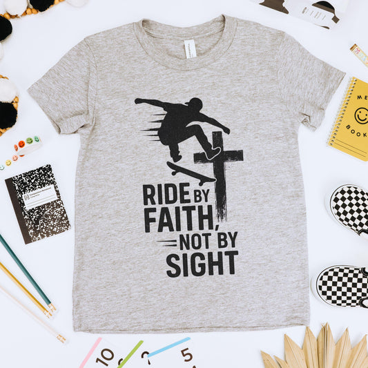 Skateboarding Faith Tee - Youth Short Sleeve T-shirt, Cool Graphic Tee for Kids, Skatewear for Teens, Perfect Gift for Young Skaters