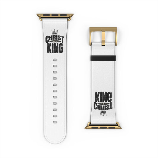 Christ is King Leather Watch Band - Religious Christian Gift, Bible Verse Wrist Strap, Cross Symbol Fit, Prayer Time Accessory, Easter