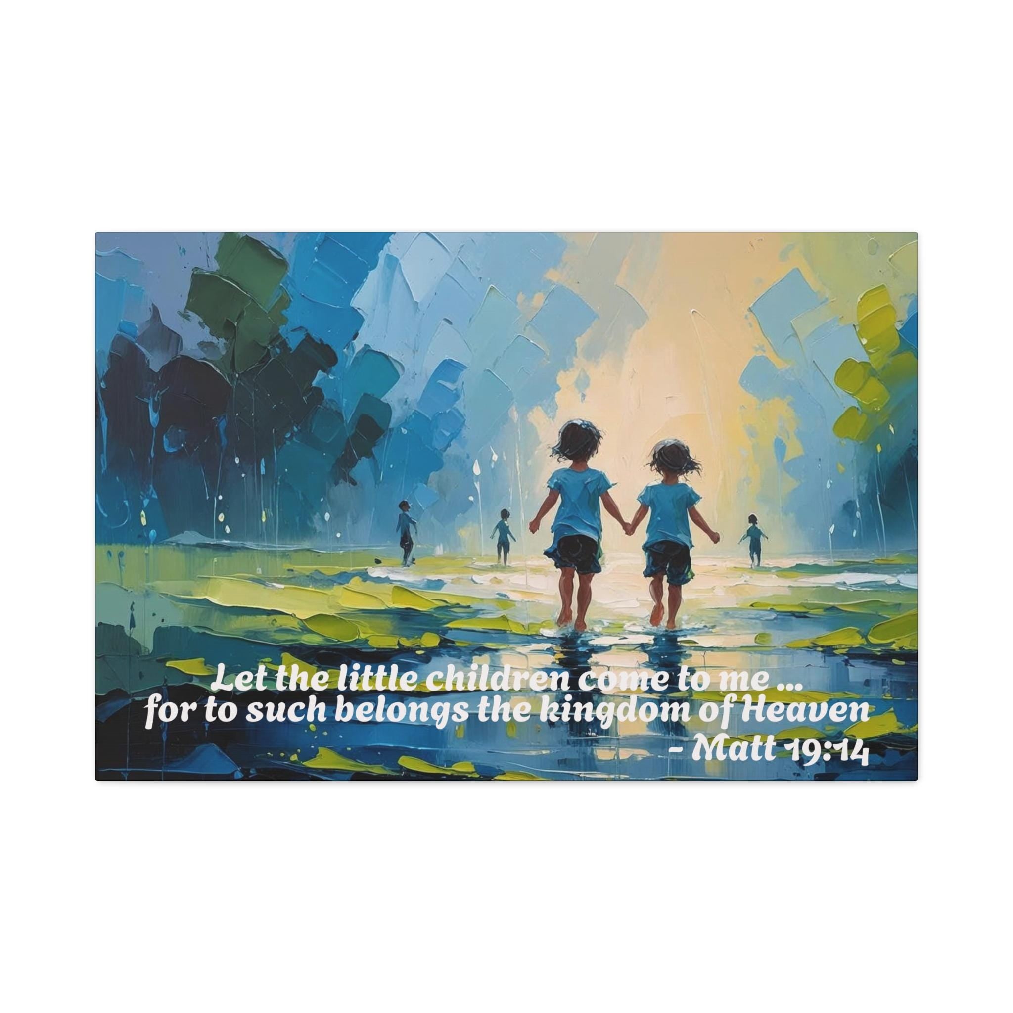 Christian Canvas Wall Art, Matthew 19:14 Christian Decor, Bible Verse Quote, Religious Gift, Scripture Art, Inspirational Home Decor