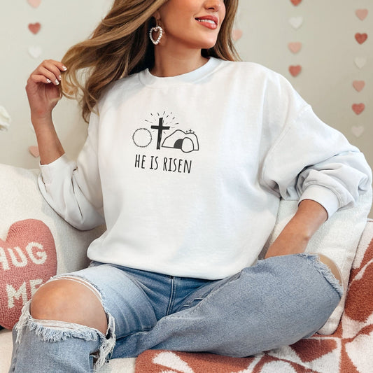 He is risen Easter sweatshirt, Resurrection christian apparel, Jesus Easter Shirt, He Is Risen Christian crewneck, Church clothes, Faith tee