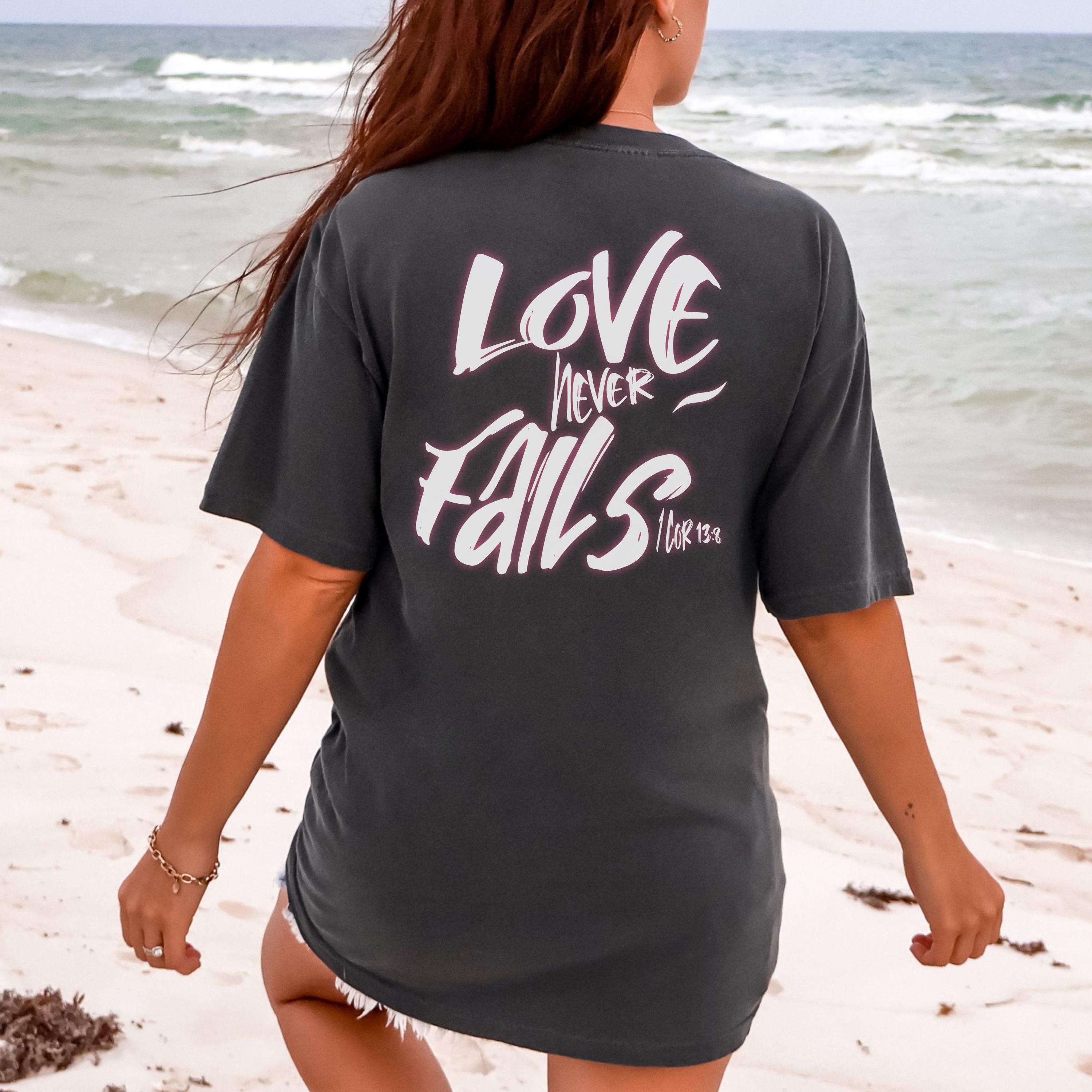 Love never Fails Comfort Colors® Christian Shirt, Jesus lover gift, Boho Christian Shirt, Religious top, Trendy Christian Oversized T-Shirt