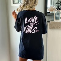 Love never Fails Comfort Colors® Christian Shirt, Jesus lover gift, Boho Christian Shirt, Religious top, Trendy Christian Oversized T-Shirt