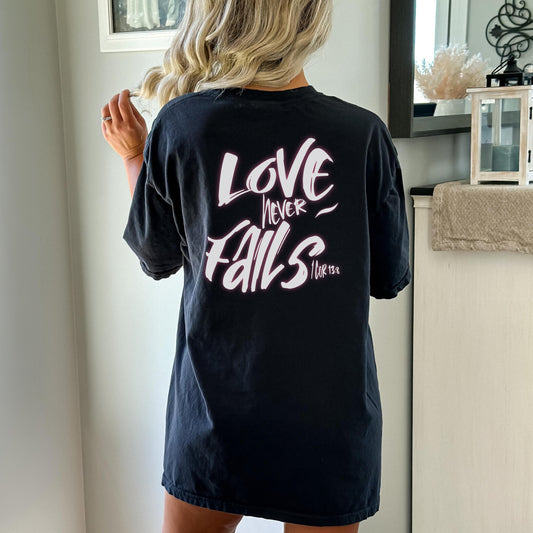 Love never Fails Comfort Colors® Christian Shirt, Jesus lover gift, Boho Christian Shirt, Religious top, Trendy Christian Oversized T-Shirt