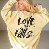 Love Never Fails Comfort Colors Sweatshirt, Bible Verse Apparel, Christian Long Sleeve, Christian gift, Bible Verse Shirt, Jesus sweatshirt