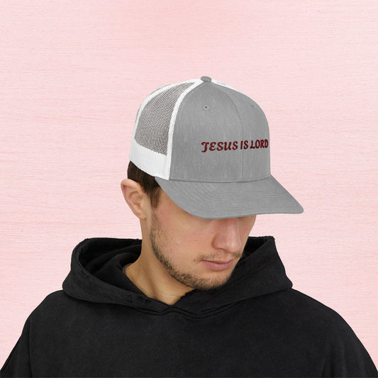 Embroidered Jesus is Lord Snapback Trucker Cap, Religious Christian Hat, Faith Apparel, Custom Baseball Cap, Religious Gift
