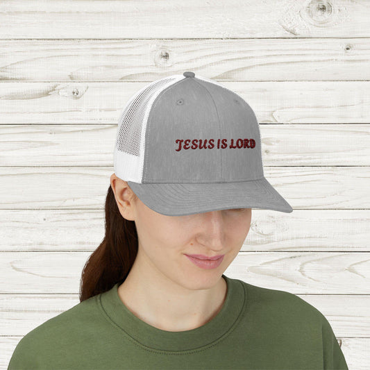 Embroidered Jesus is Lord Snapback Trucker Cap, Religious Christian Hat, Faith Apparel, Custom Baseball Cap, Religious Gift