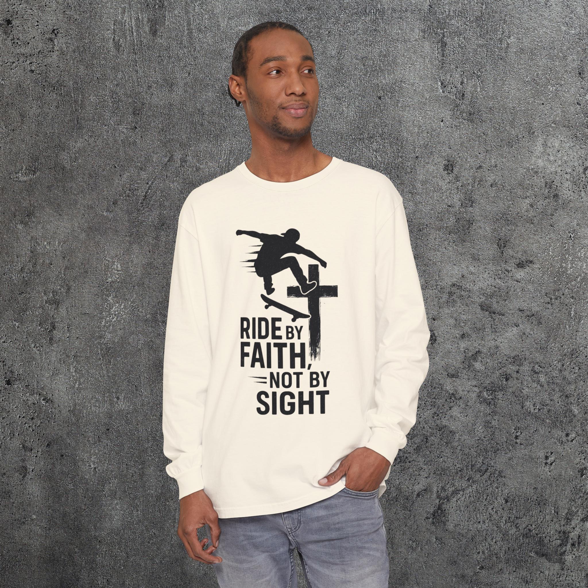 Skateboarding Themed Christian Long Sleeve T-Shirt, Skateboarder Gift, Christian Long Sleeve Shirt, Religious Clothing, Christian Skater
