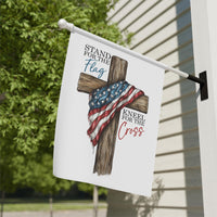 Patriotic Garden Banner, Stand for the Flag Kneel for the Cross Decor, God bless USA Outdoor Flag, 4th of July Sign, Memorial Day Sign
