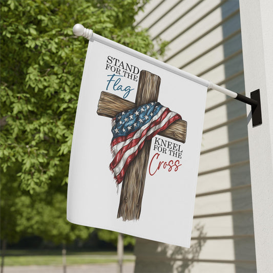 Patriotic Garden Banner, Stand for the Flag Kneel for the Cross Decor, God bless USA Outdoor Flag, 4th of July Sign, Memorial Day Sign