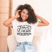 Christian Spanish T-Shirt, Spanish Religious Tee, Bible Verses in Español, Latino Christian gift, Spanish Faith Apparel, Phillipians 4:13