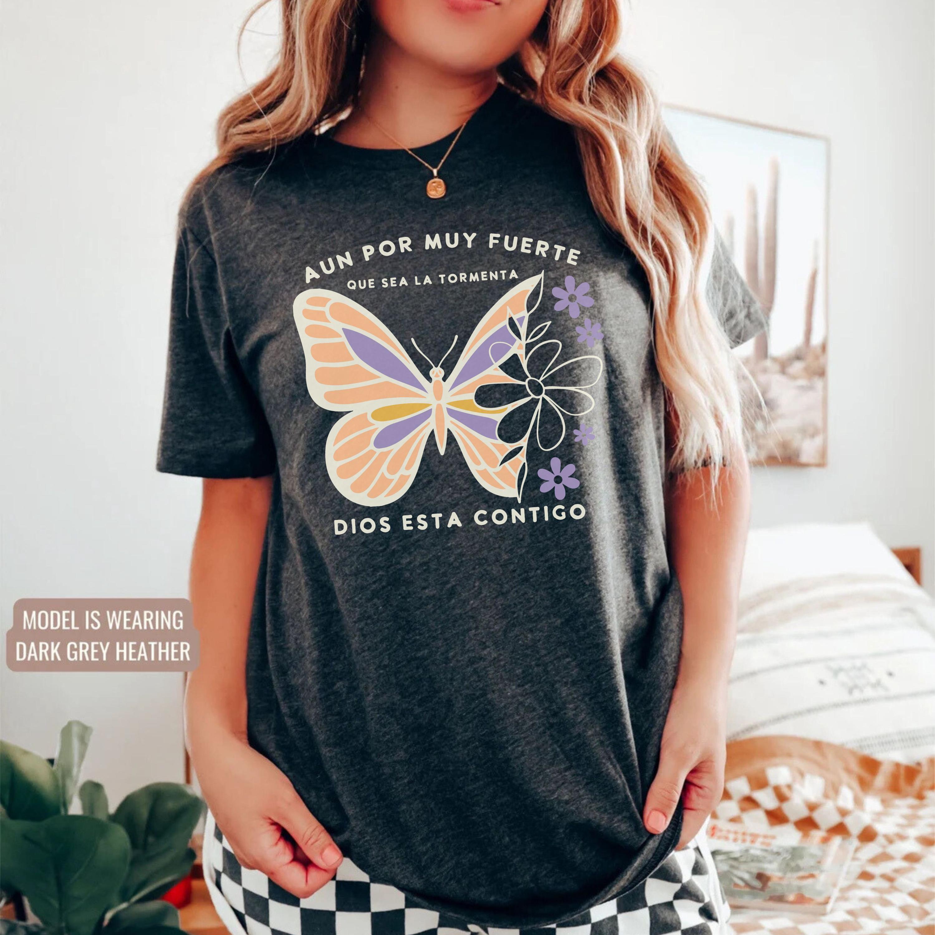 Spanish Christian Butterfly Shirt, Latin Religious Tee, Spanish Religious Graphic Top, Latin Church Gift, Spanish Christian Gift, Jesus gift