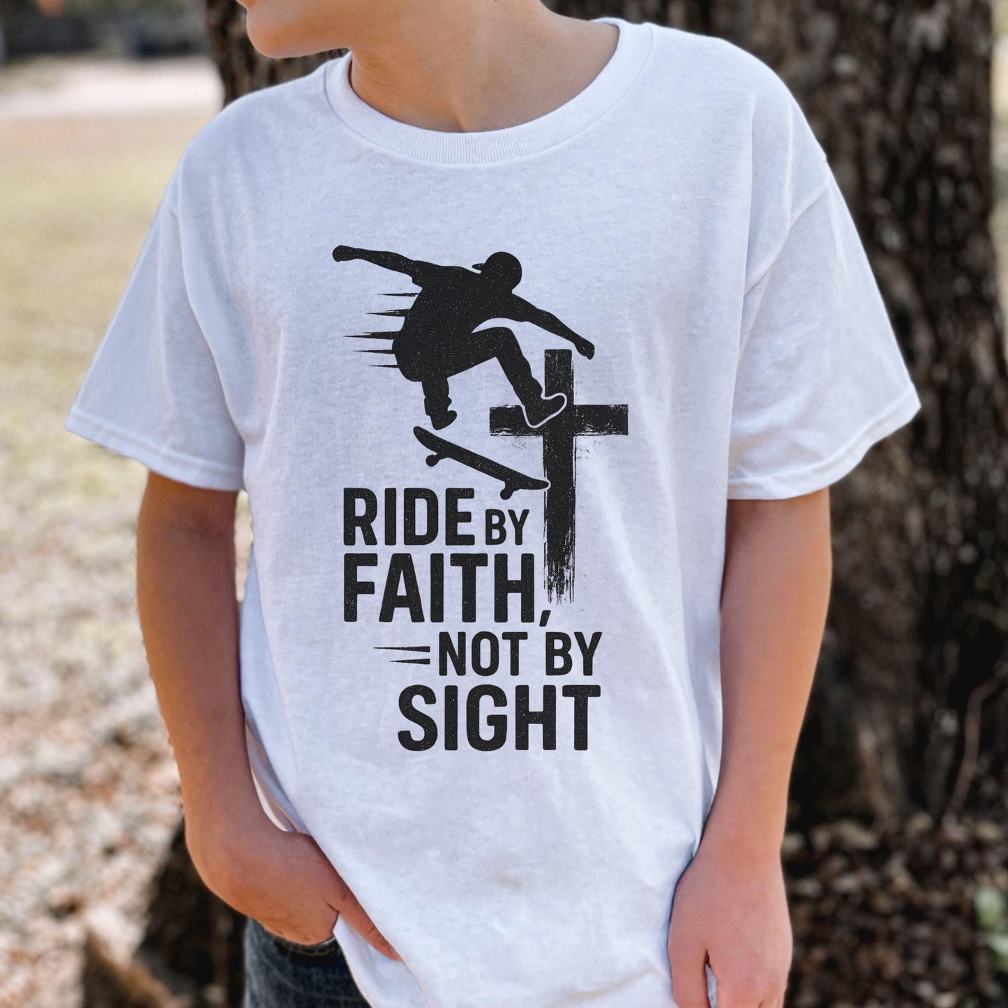 Skateboarding Faith Tee - Youth Short Sleeve T-shirt, Cool Graphic Tee for Kids, Skatewear for Teens, Perfect Gift for Young Skaters