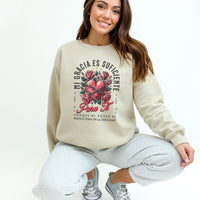 Spanish Christian Sweatshirt, My grace is sufficient gift, Mexican mom Gift, Spanish Language Top, Church apparel, gift for christian mom