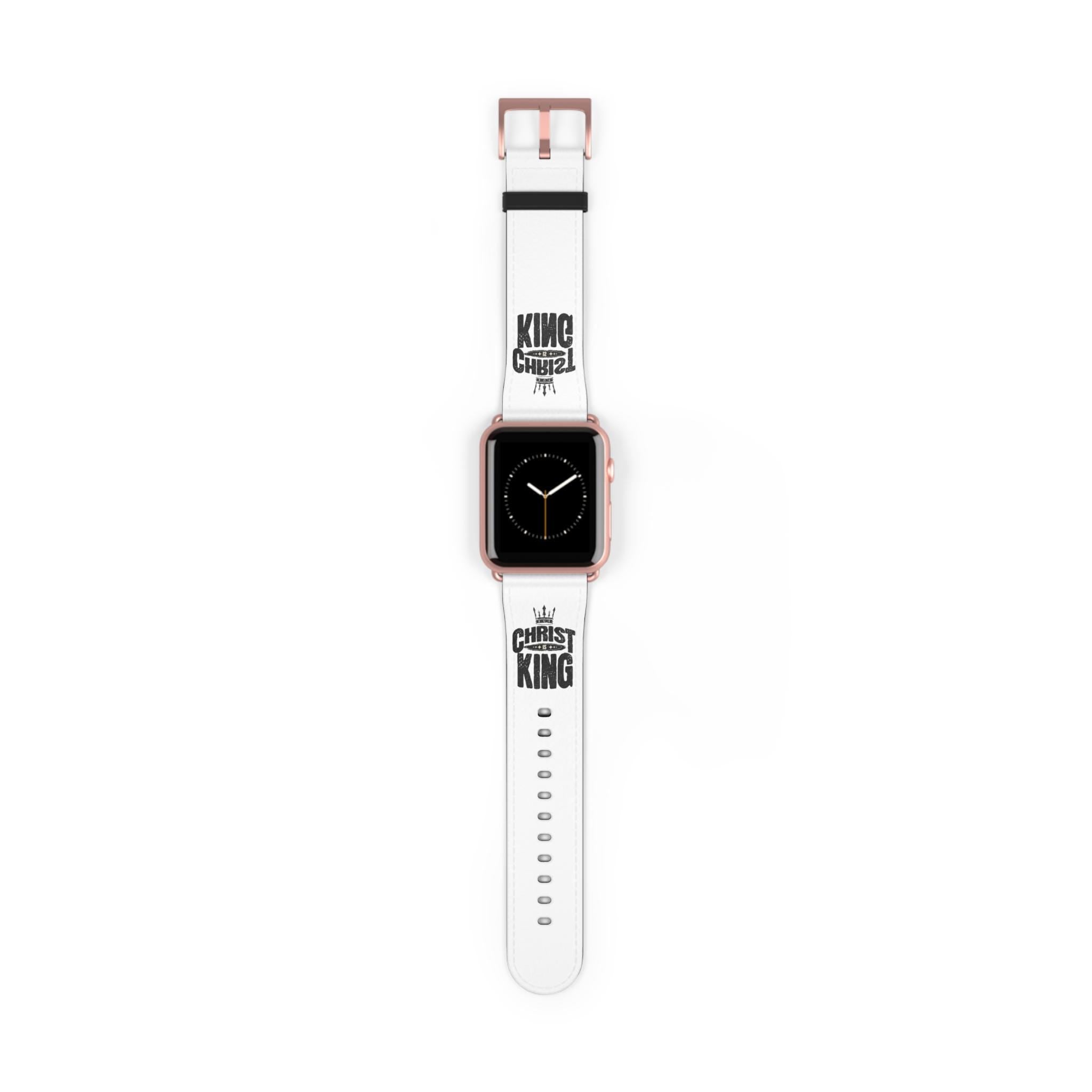 Christ is King Leather Watch Band - Religious Christian Gift, Bible Verse Wrist Strap, Cross Symbol Fit, Prayer Time Accessory, Easter